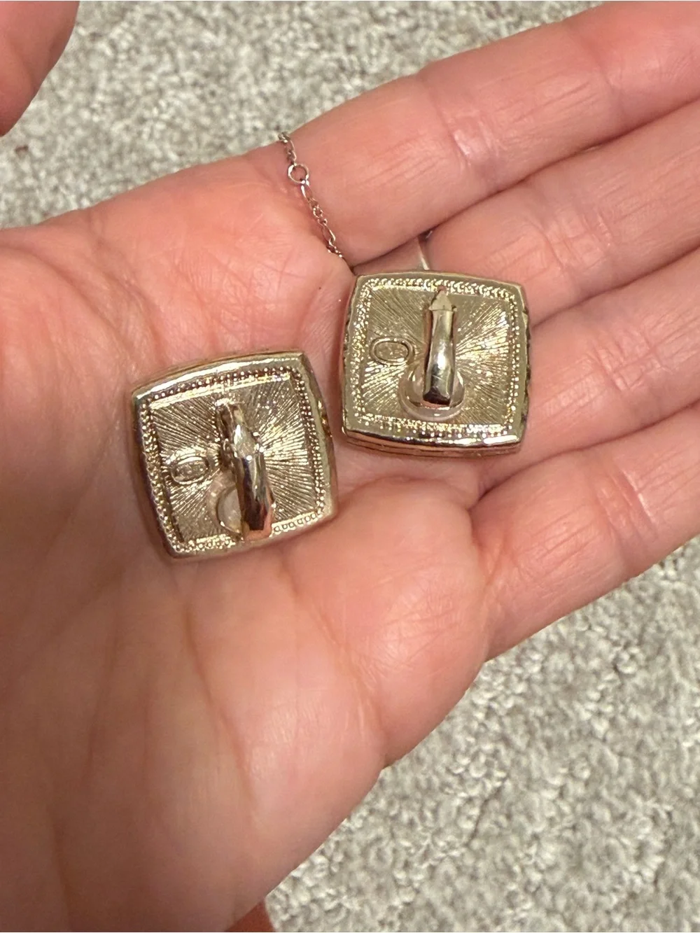 Chanel Black & Gold CC Logo Square Clip-On Earrings